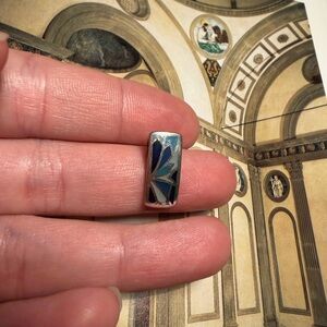 Blue and Silver Geometric Pendant Enamel 925